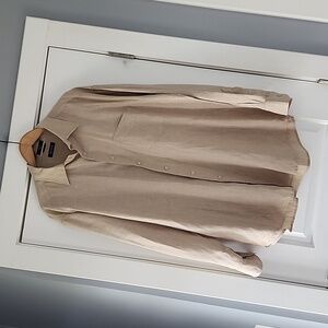 Nautica 100% Linen, light tan beige button down dress shirt!